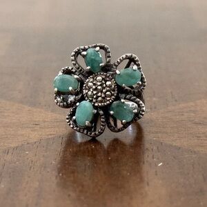 Vintage silver emerald ring